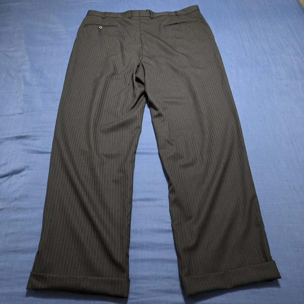 Stafford Dress Pants Mens 40x32‎ Gray Performance Wool Blend Pinstripe Stretch